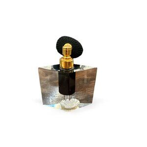 Vintage EVANS Atomizer Perfume Bottle Clear Art Deco Lucite Acrylic white Rose